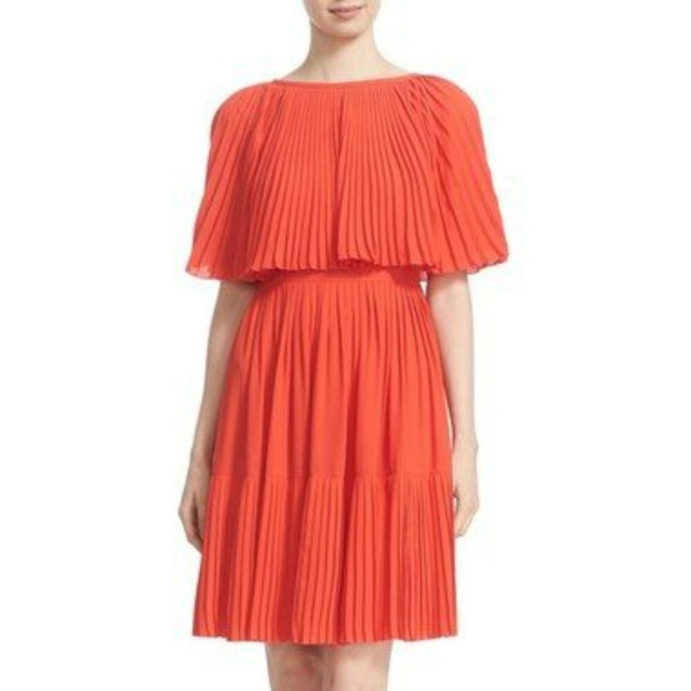 Persimmon Grove 🍊 Pleated Cape Dress